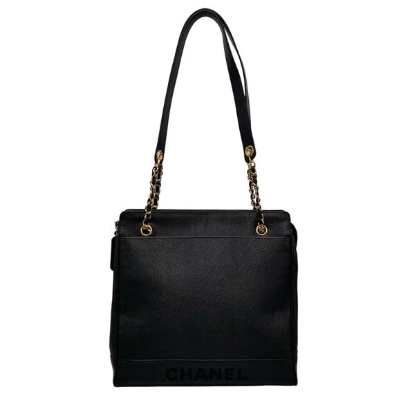 Auth CHANEL - A08045/X01019 Black Calfskin Shoulder Bag Gold hardware - Picture 1 of 16
